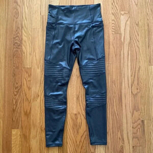 ATHLETA Inclination Moto Tight sz S metallic dark grey excellent pre owned cond